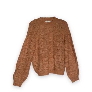 Lush Marled Cable Knit Sweater Balloon Sleeves PSL Chunky Small